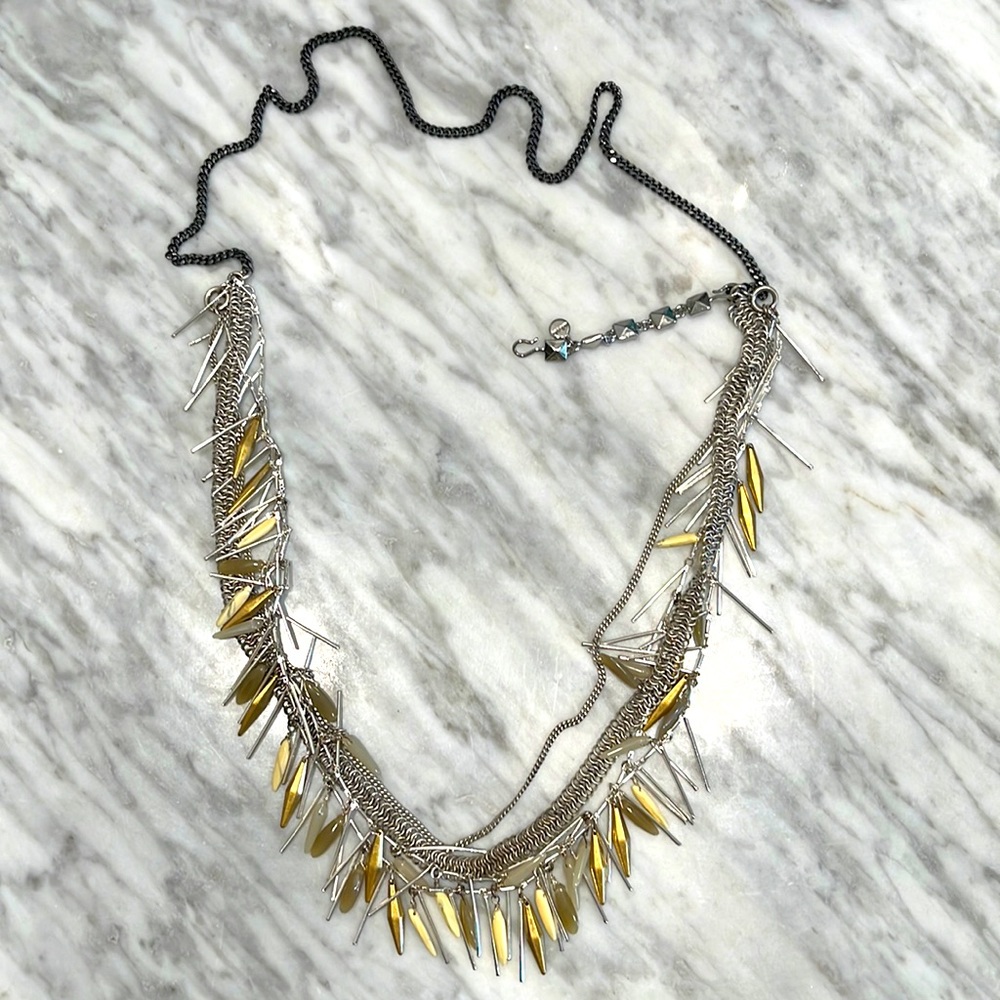Stella & Dot multi strand mixed metal necklace